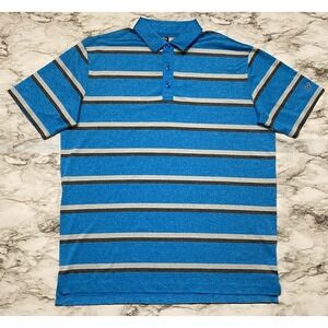 Callaway Opti Dri Golf Polo Mens Shirt Size L Blue Striped Short Sleeve Logo